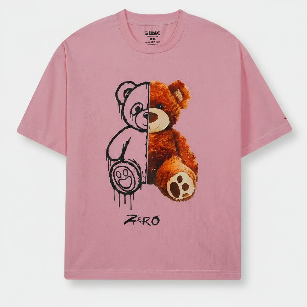Women "Half & Half Teddy Graphic Oversized Tee