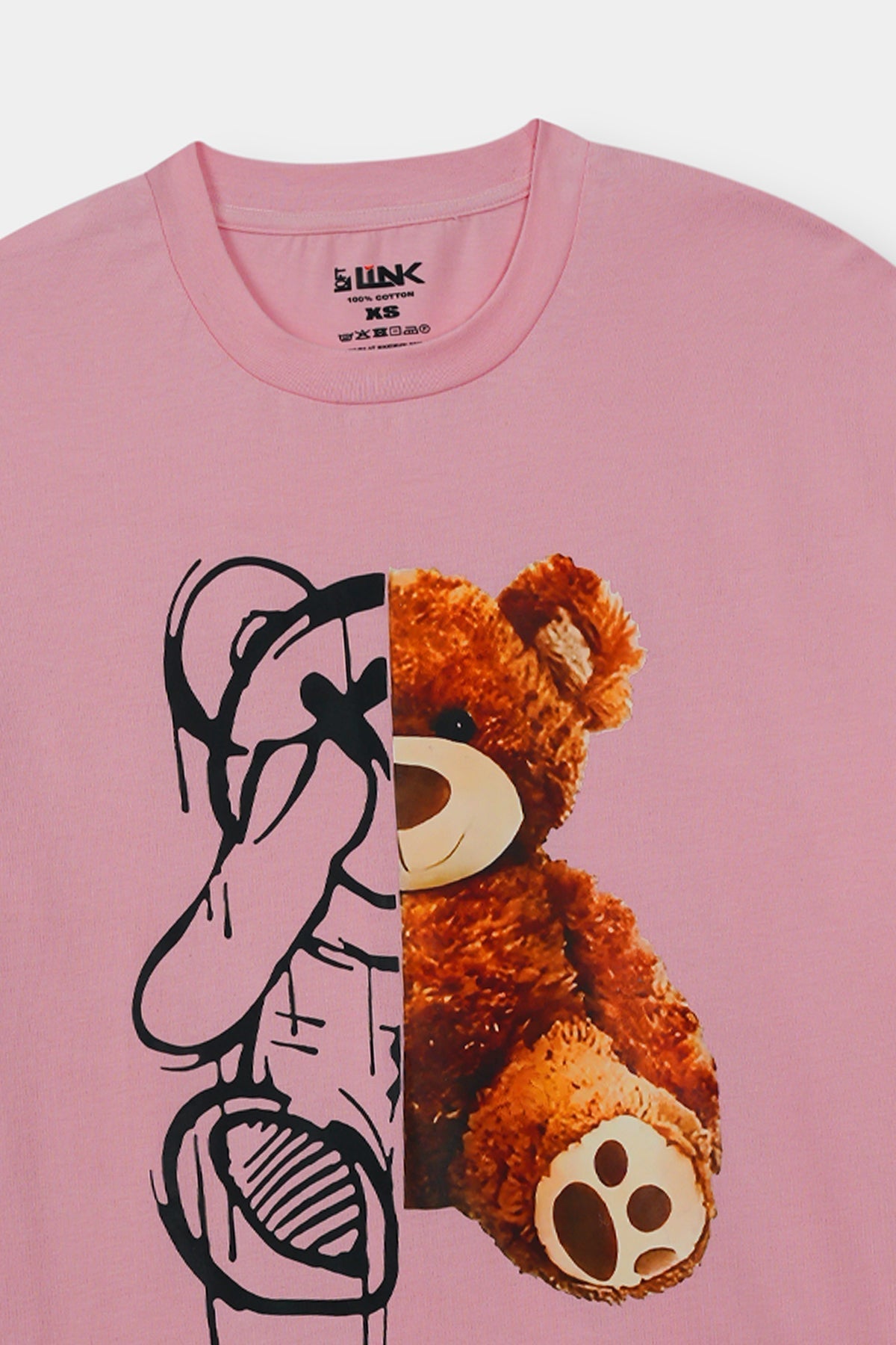 Women "Half & Half Teddy Graphic Oversized Tee