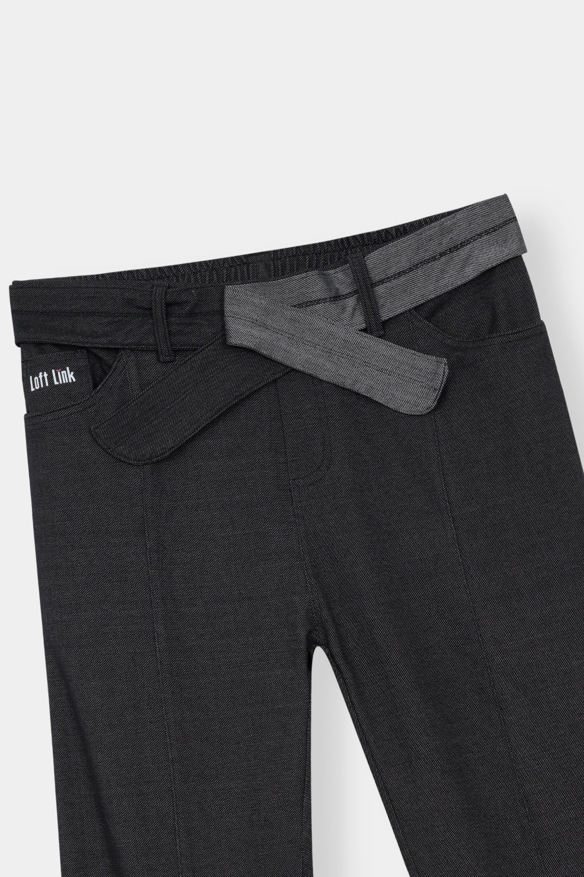 High-Waisted Flared Trousers with Contrast Belt