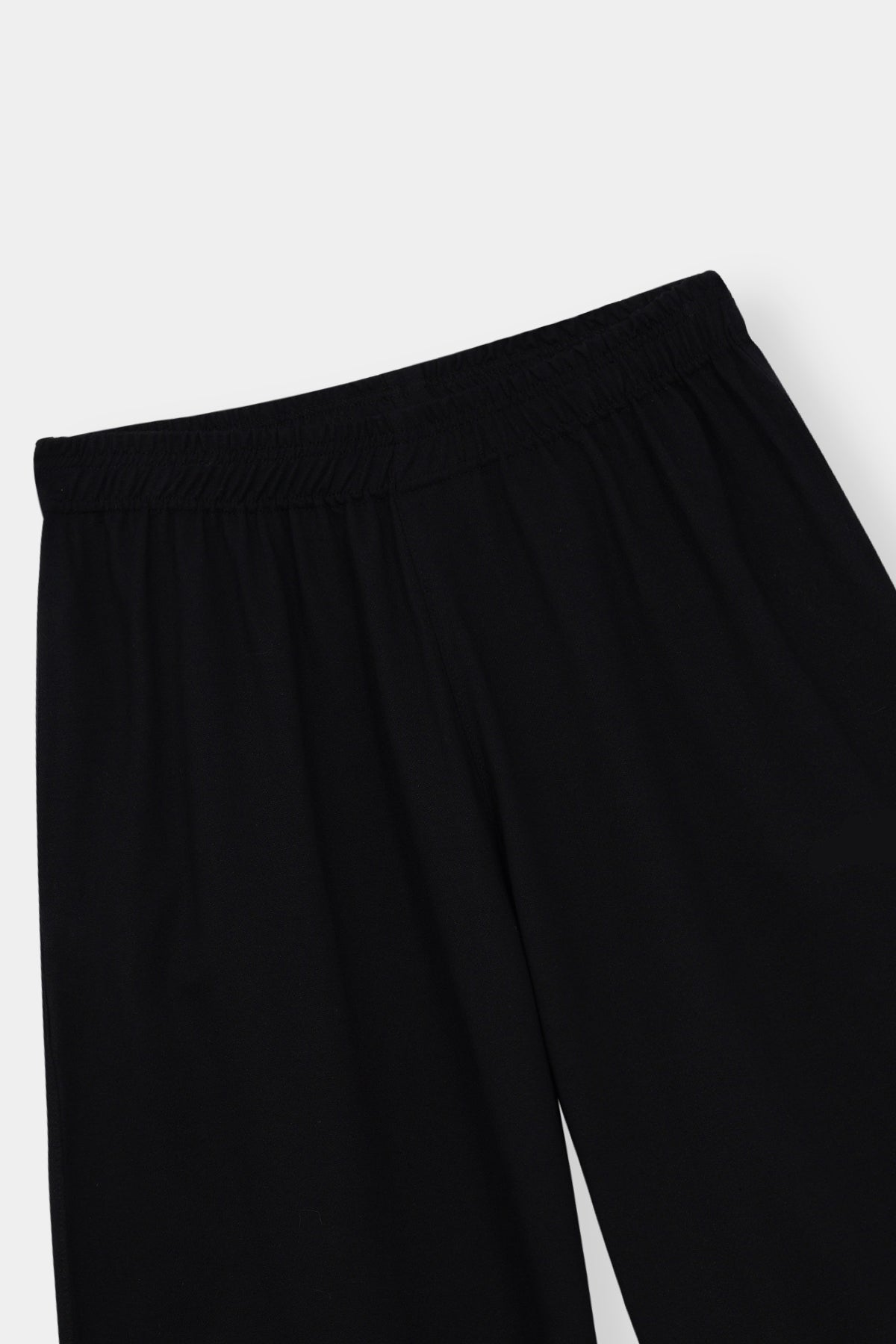 Black Wide Leg Lounge Pants With Elastic Waist & Pockets