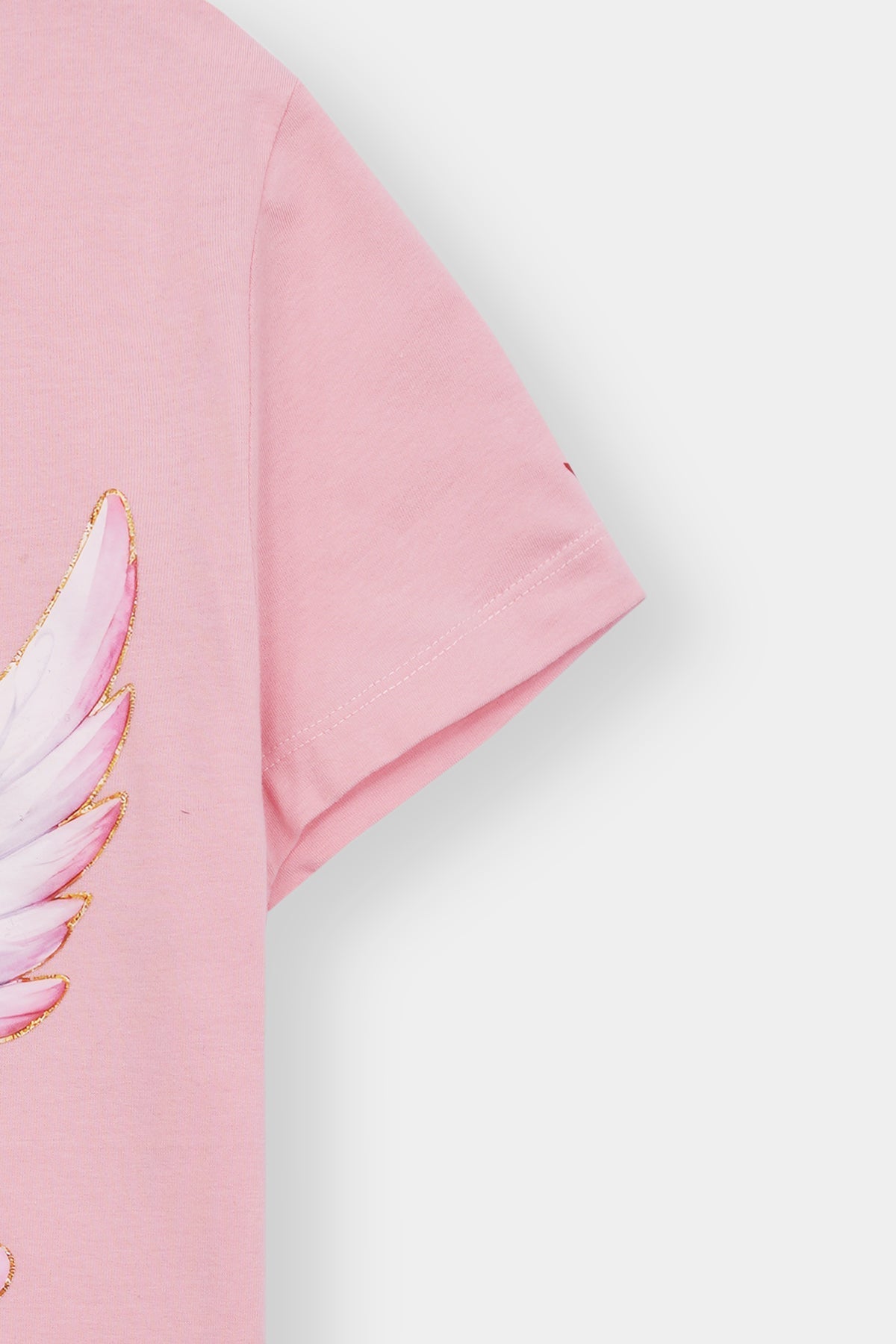 Women's Cute Cartoon Cupid Graphic Tee with Glitter Hearts