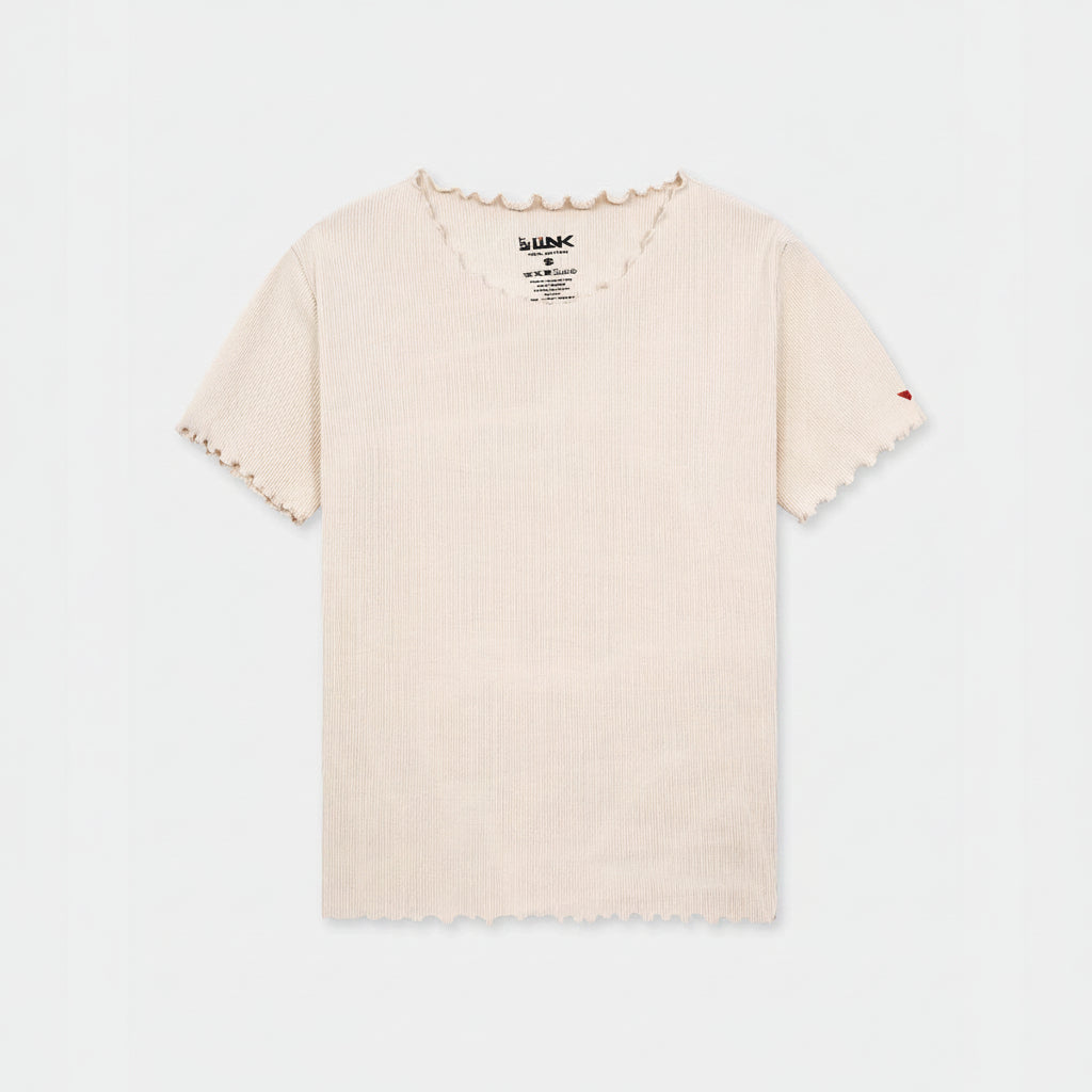 Womens Beige Ribbed Tee