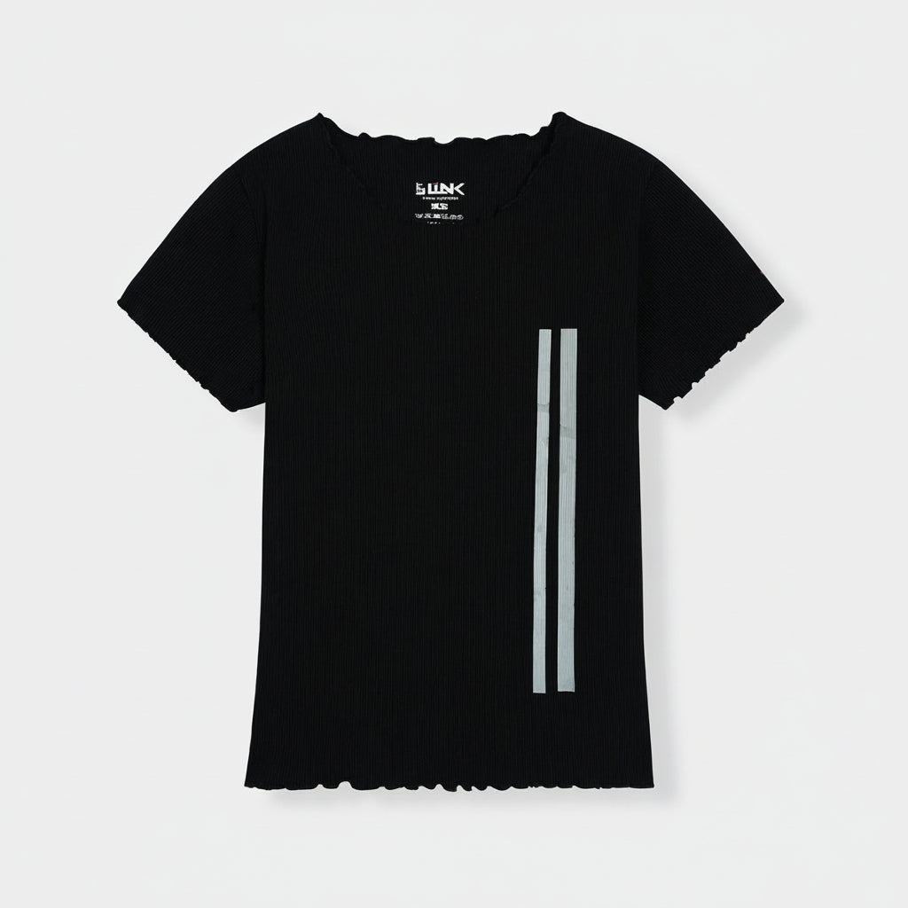 Women's Black Ribbed Tee