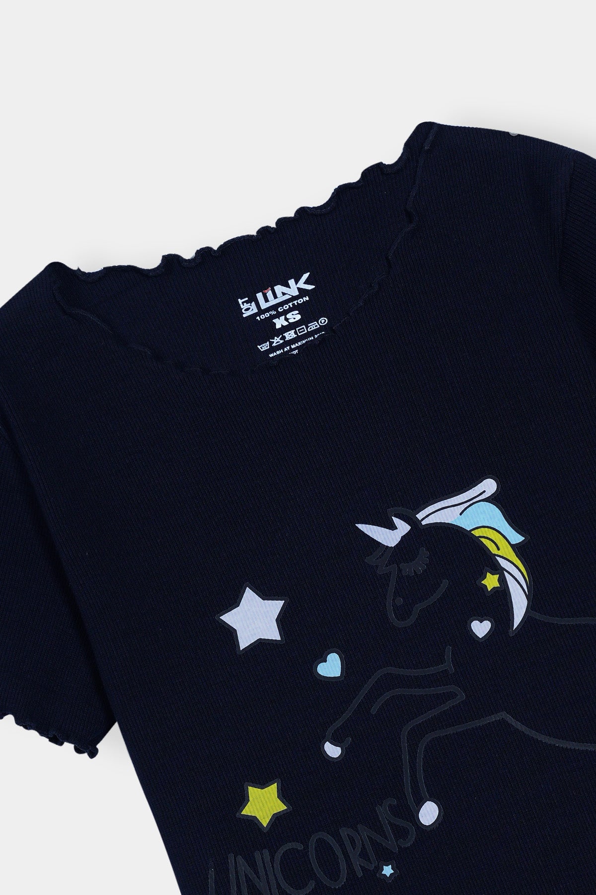 Women's Navy Frill Neck Tee